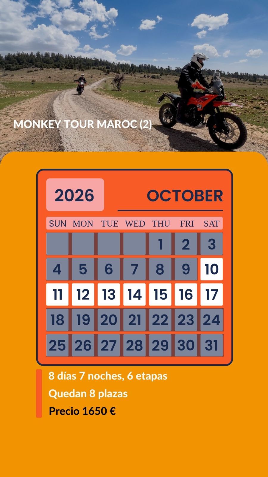 Moto KTM 390 Adventure recorriendo caminos и pistas secundarias en Marruecos